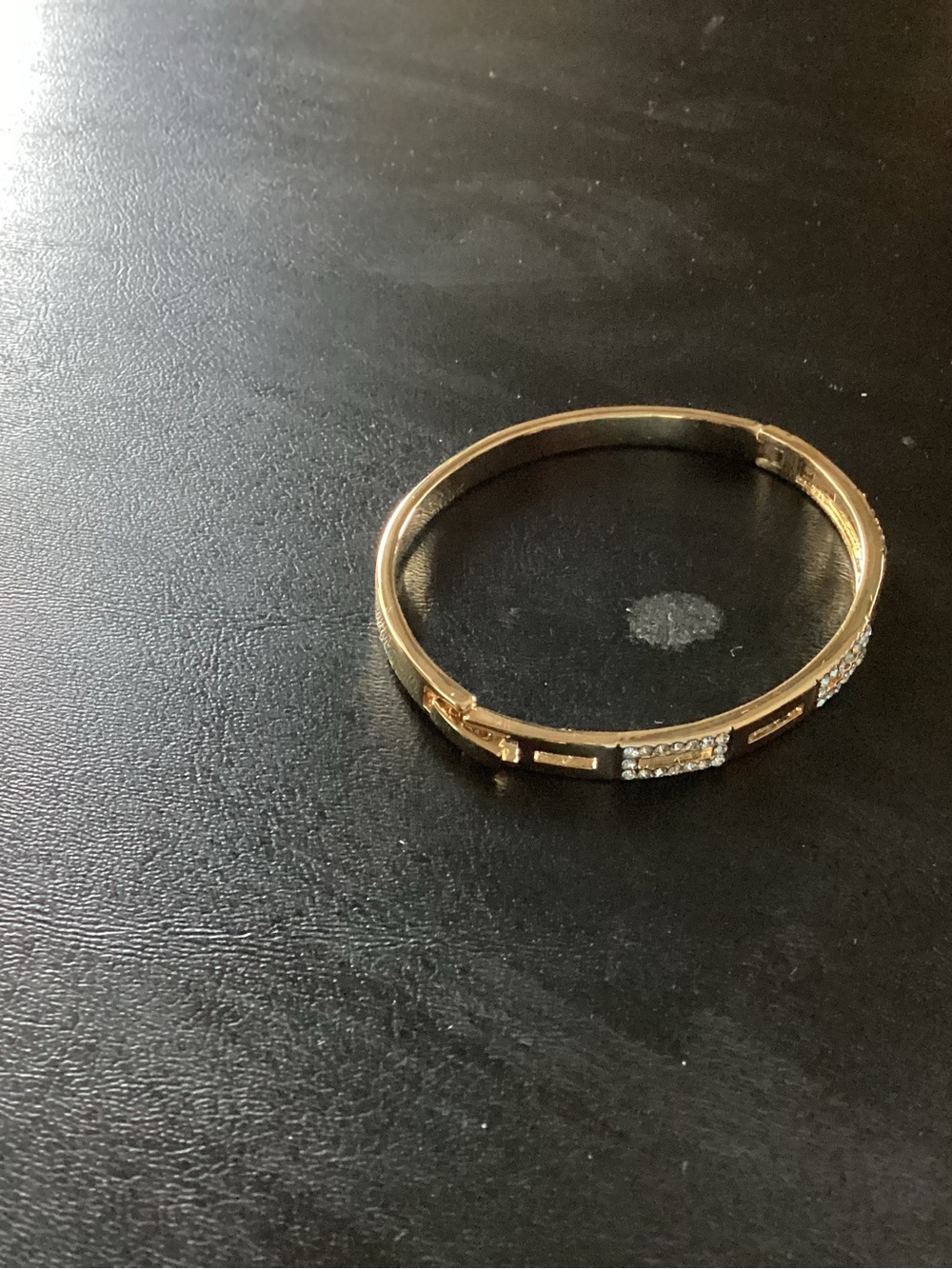 Gold Crystal Accent Women's Hinged Bangle Bracelet